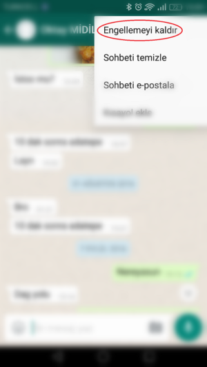 whatsapp engeli nasıl kaldırılır